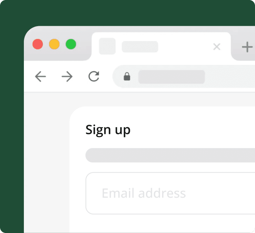 Sign up page mockup