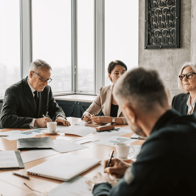 Propietarios de negocios conversando sobre el momento adecuado para vender